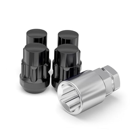 40400SBK (Black Chrome) 1/2"-20 Thread Size Acorn Socket Type Wheel Locks,