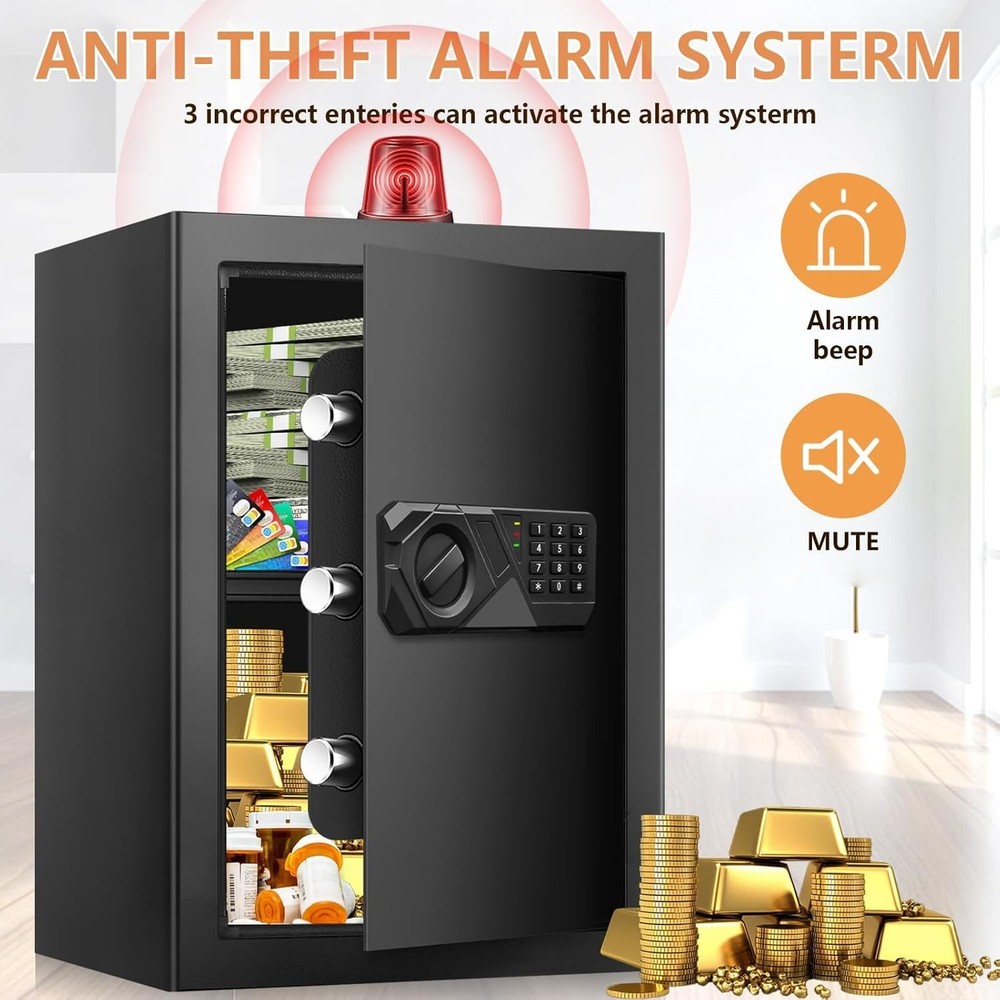 3.0 Cuft Fireproof Safe Box for Home Security with Keypad and Keys