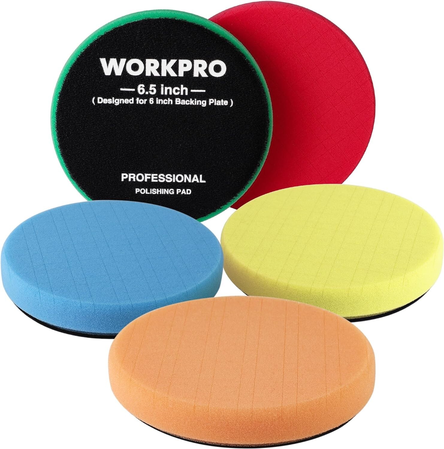 WORKPRO 5PCS 6.5-inch Polishing Pads Sponge Waxing Foam Buffing Kit Car Polisher