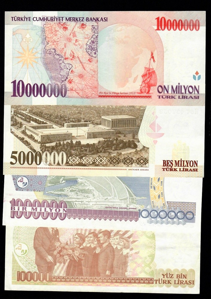 Turkey LOT 4 NOTES 1992 - 2005 VF + EF