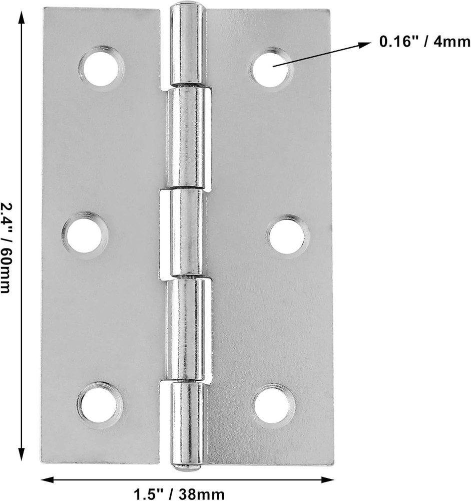 12 Pack 2.5 Inch Door Hinge, Silver Butt Hinges with Mounting Screws