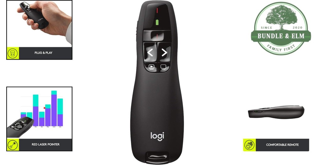 USB PowerPoint Clicker with Wireless Connectivity and Quick-start Guide