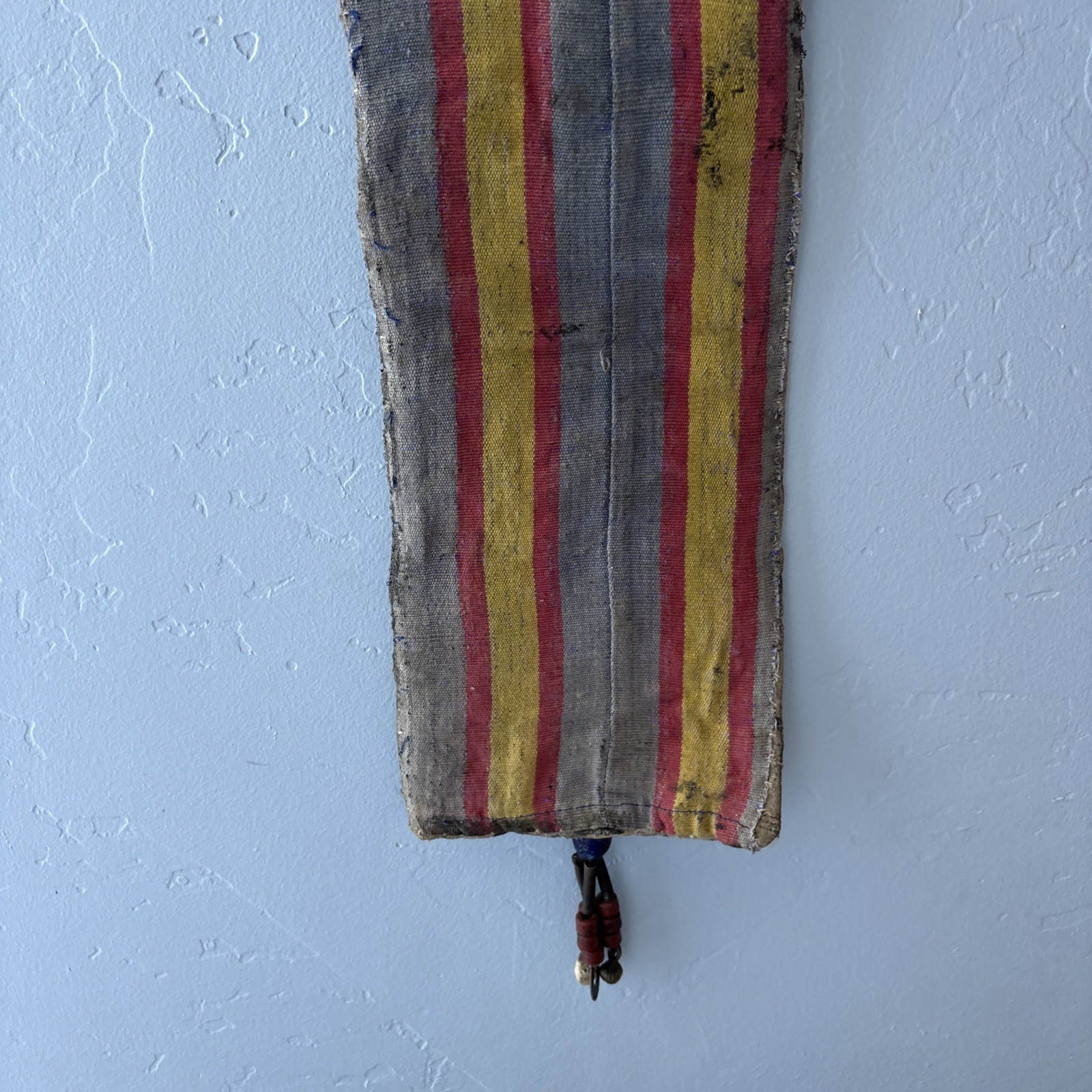 Yoruba Diviners Beaded Sash Nigeria Raised Beadwork Lizards Hanging Art 56” Vtg