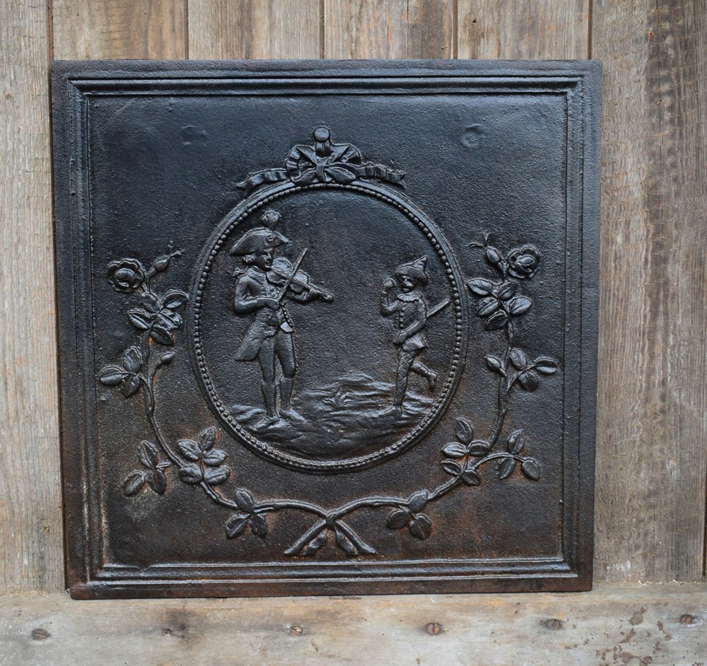OLD CAST IRON FIREPLACE PEDIMENT - PLATE