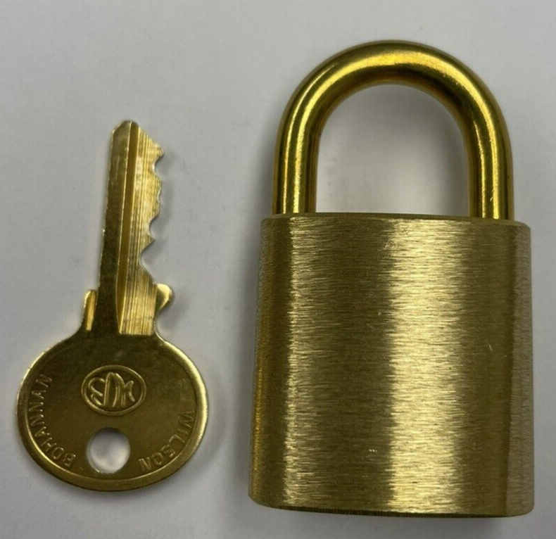 Wilson Bohannan Pad Lock, Solid Brass, NEW with key