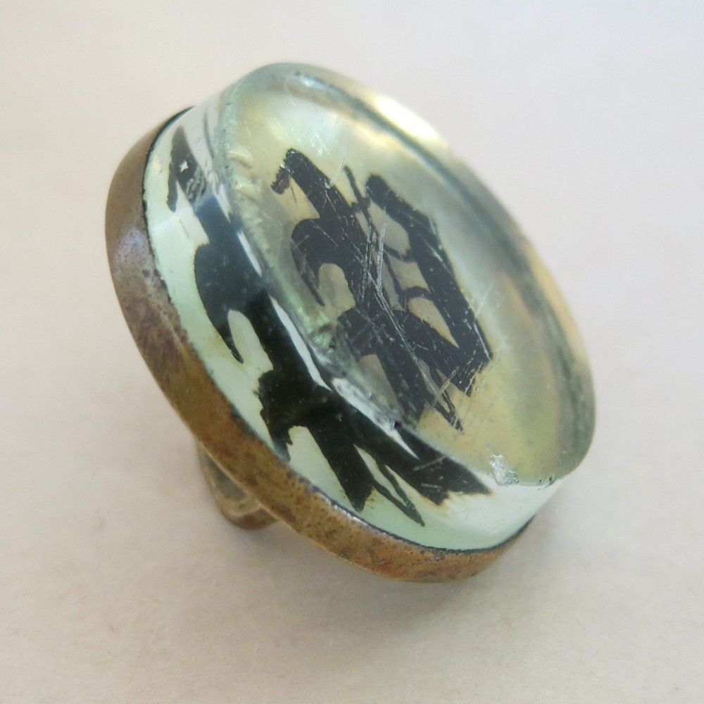 Bridle Rosette Brass Glass with Initial “D” [3908]
