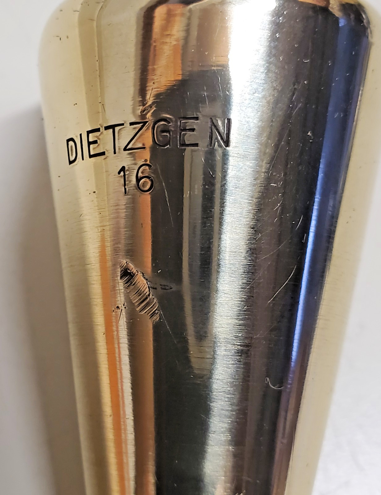 VINTAGE DIETZGEN #16 SOLID BRASS PLUMB BOB, 16 OUNCES, IN ORIGINAL BOX