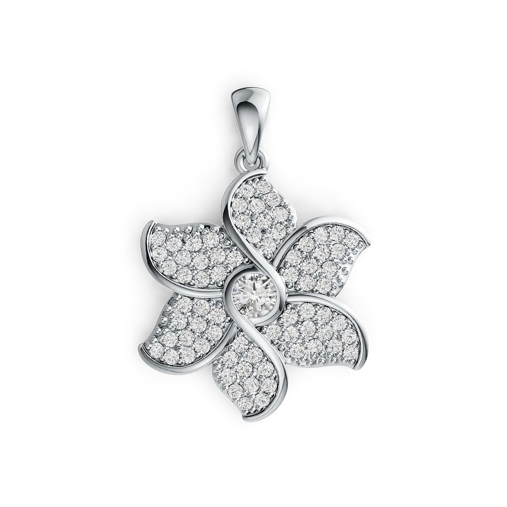 Sterling Silver Semi Mount Pendant Setting Round RD 4x4mm Flower Theme