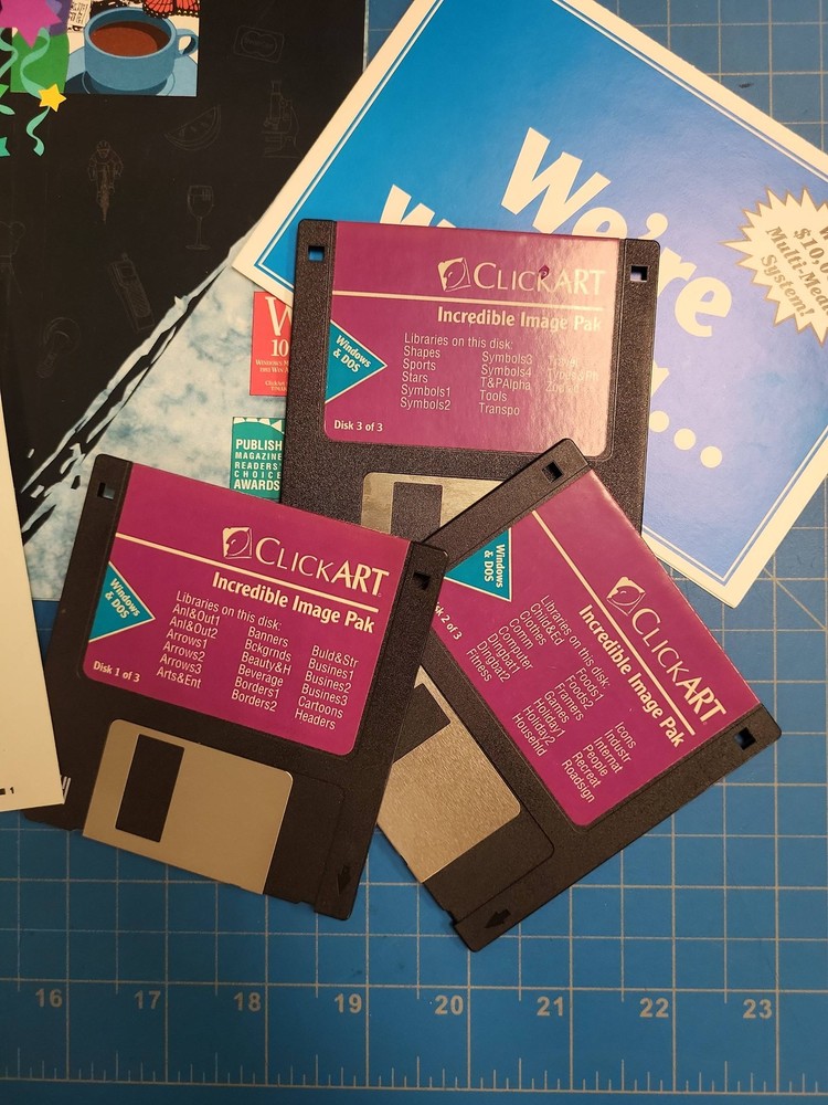 ClickArt Incredible Image Pak 2000 Vintage Clip Art Software Floppy Disk Set