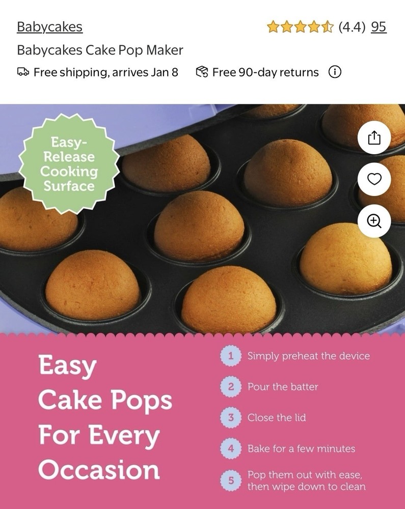 Babycakes Mini Cake Pop Maker - Purple (device only)