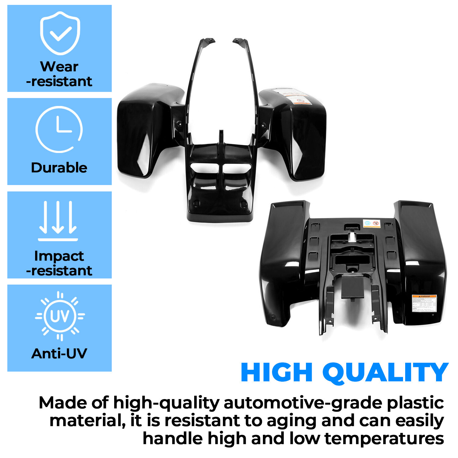 Front + Rear Fenders Plastic Body For 1987-2006 Yamaha Banshee 350 YFZ350 BLACK