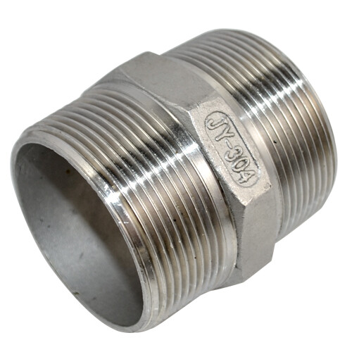 2" 2 inch NPT Stainless Steel 304 Pipe Thread Male Hex Nipple Fitting Adapter