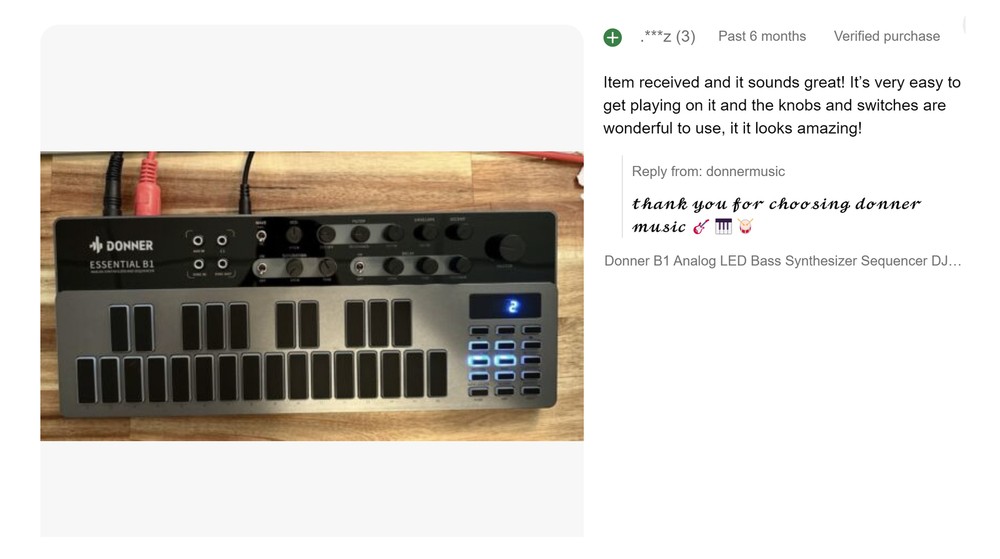 Donner B1 Analog Bass Synthesizer Sequencer 128 Patterns Memory Saturation