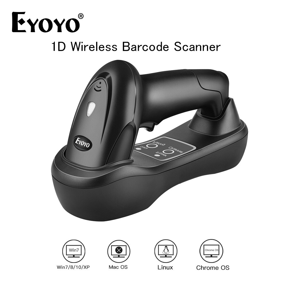 Eyoyo Wireless Barcode Scanner 1D Laser Warehouse Library Inventory Code Scanner