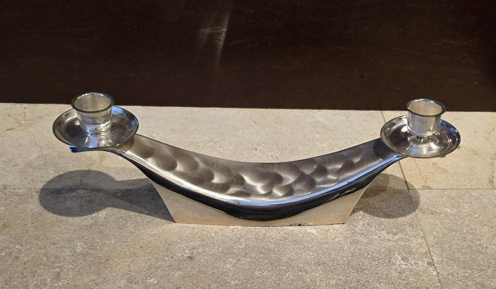 Midcentury WMF Ikora Silver plate Brass 2 Candle holder Germany