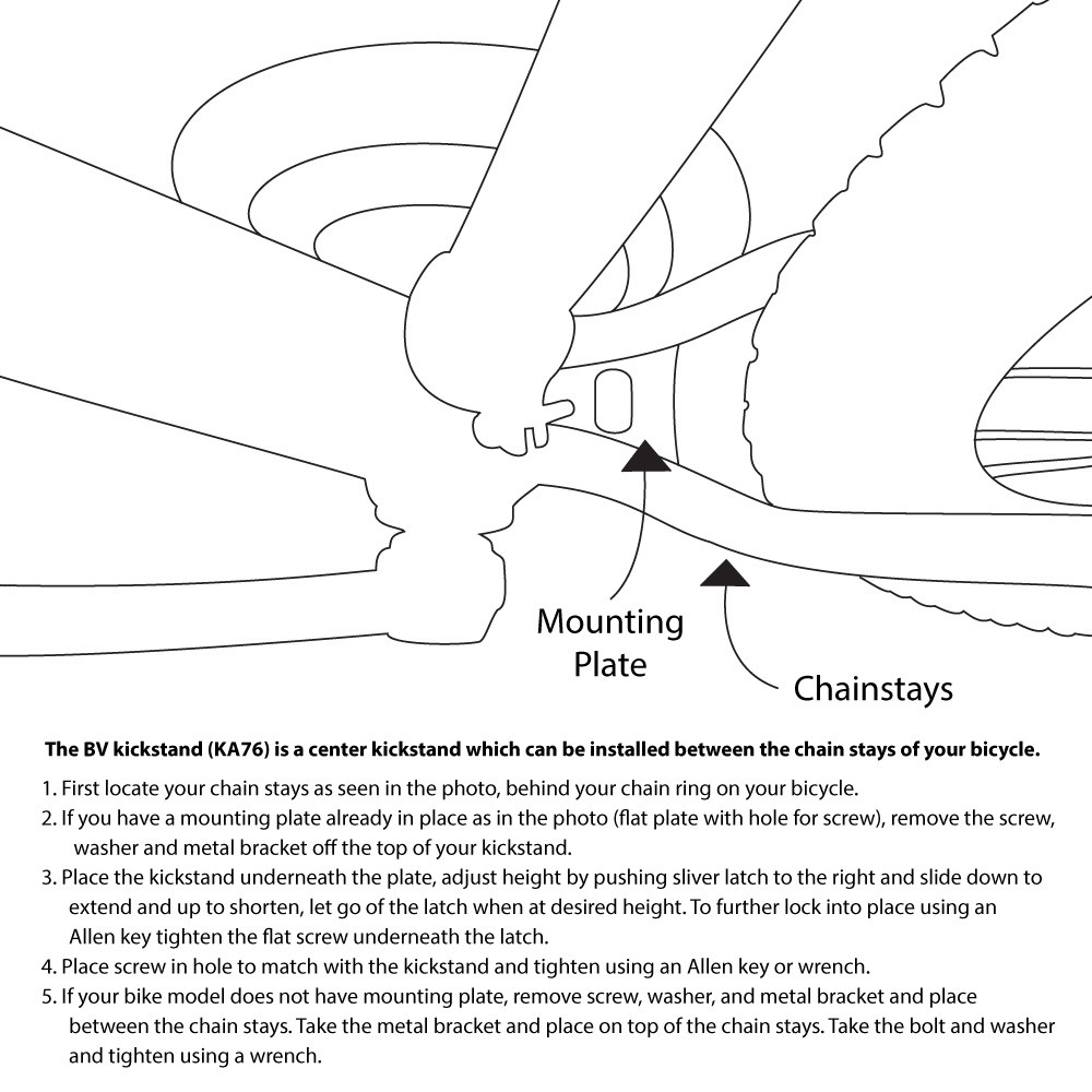 BV Bicycle Bike Center Kickstand Easy Adjustable Alloy MTB Kick Stand 24"-29"