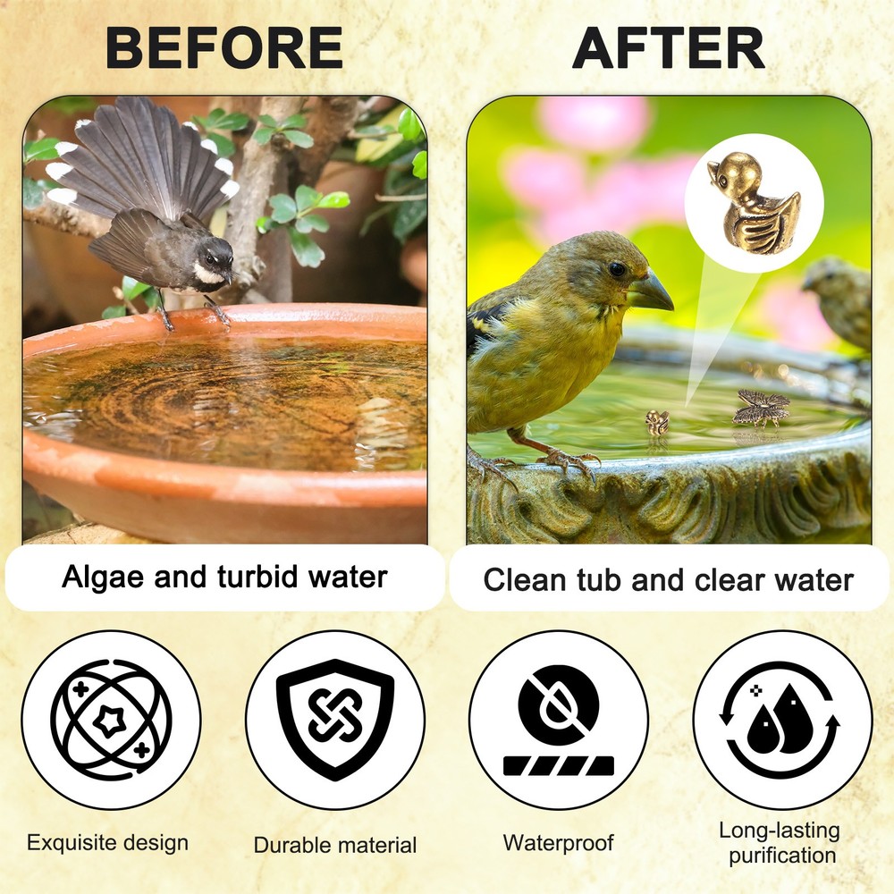 3-Pack Bird Bath Copper Disk, Mini Bird Bath Copper Ornaments [Duck]