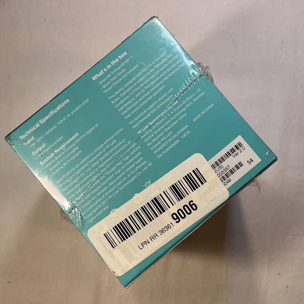 TP-Link Kasa Smart Wi-Fi Plug - Model HS100 - Sealed New - Smart Outlet