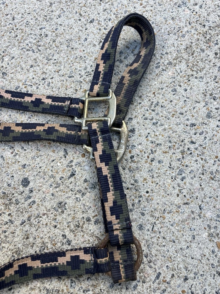 Navy Navajo Print Full Size Halter with Rust - VERY USED