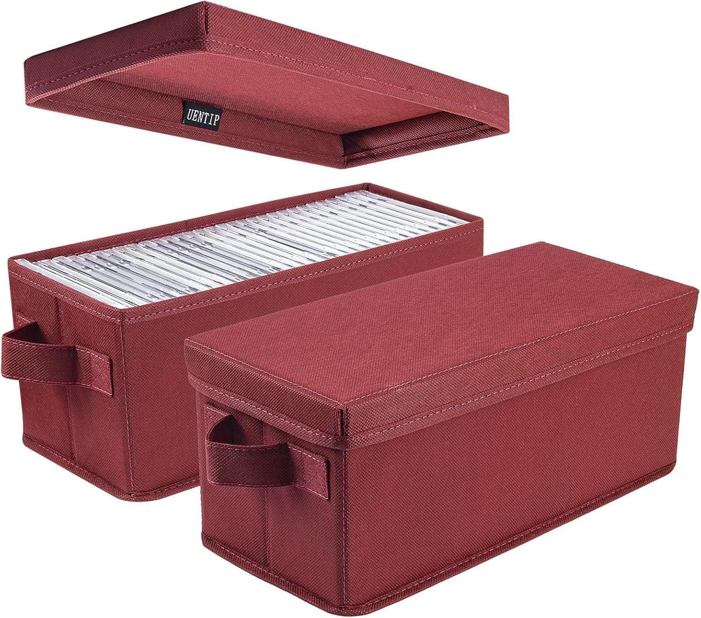 CD Storage Boxes - Pack of 2 DVD CD Case Storage Container holds 30 CDs in full