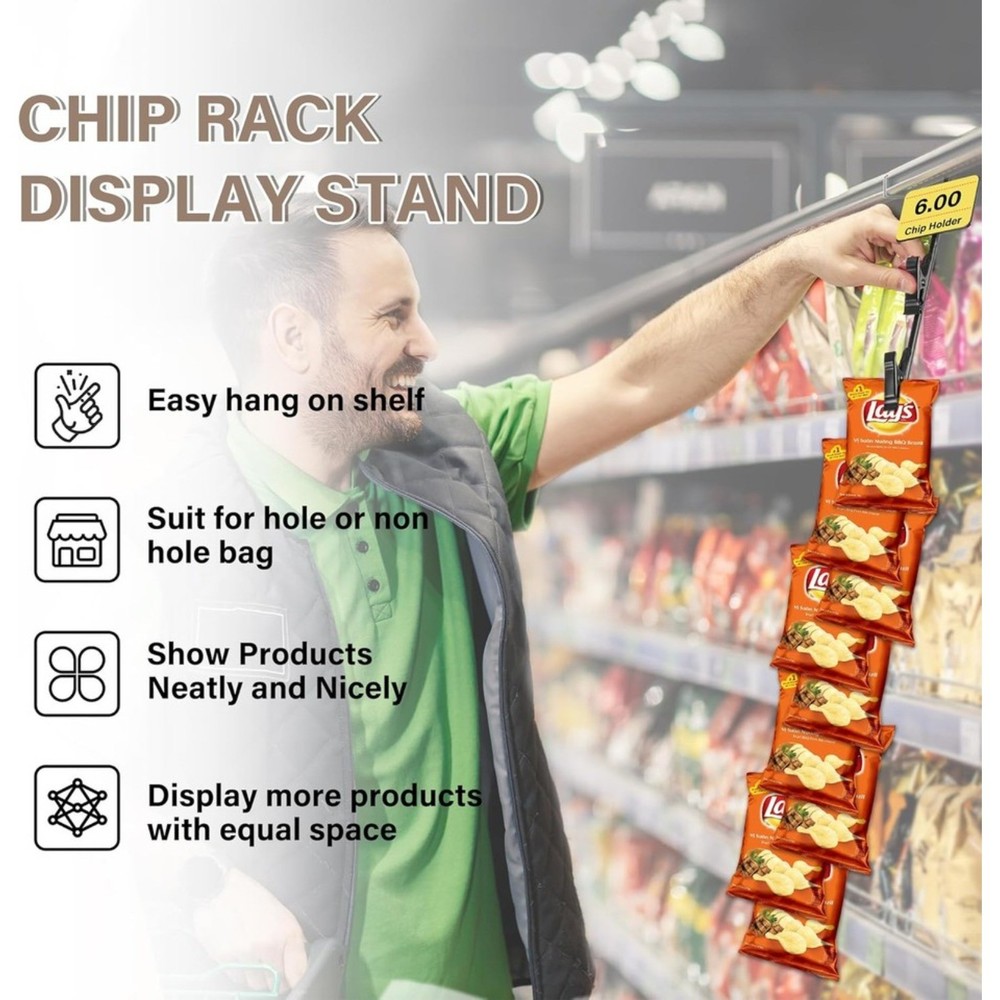 4 Pack Hanging Merchandise Strips With Hooks Chip Storage Display Rack Stands