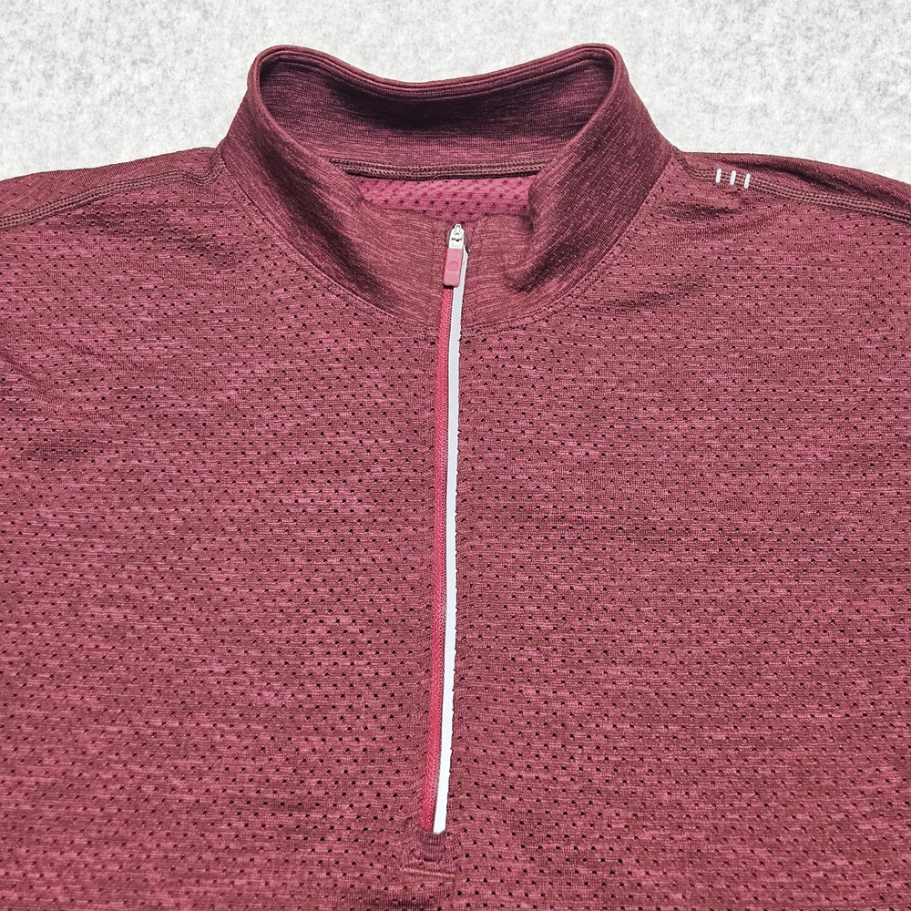 Lululemon Metal Vent Tech 1/2 Zip Pullover Mens M Heathered Dark Red Black