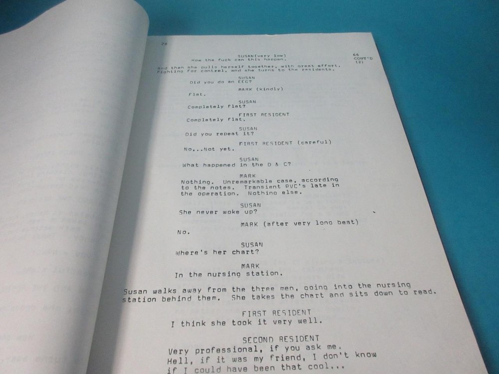 COMA MICHAEL CRICHTON 1977 SCREENPLAY SCRIPT BASED ON THE NOVEL BY ROBIN COOK