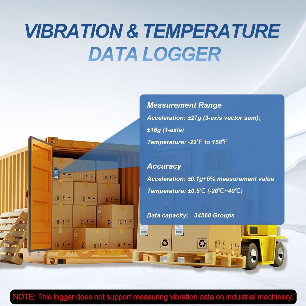 Tzone Vibration Data Logger 3-Axis Shock Datalogger Temperature Recorder USB,...
