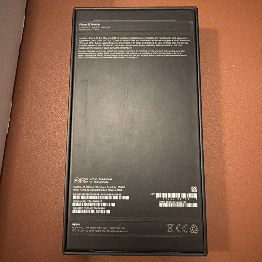 *EMPTY BOX ONLY* Apple iPhone 13 Pro Max - 256GB - Graphite Box