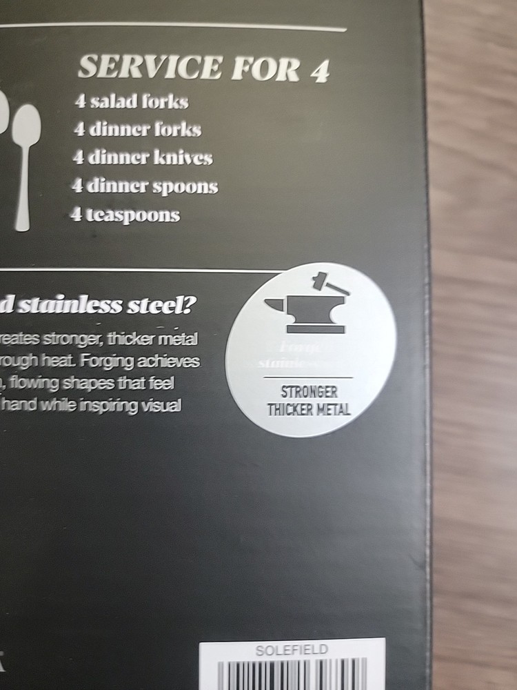 Oneida Solefield Stainless Steel Flatware Set, 20-Piece, Silverware for 4