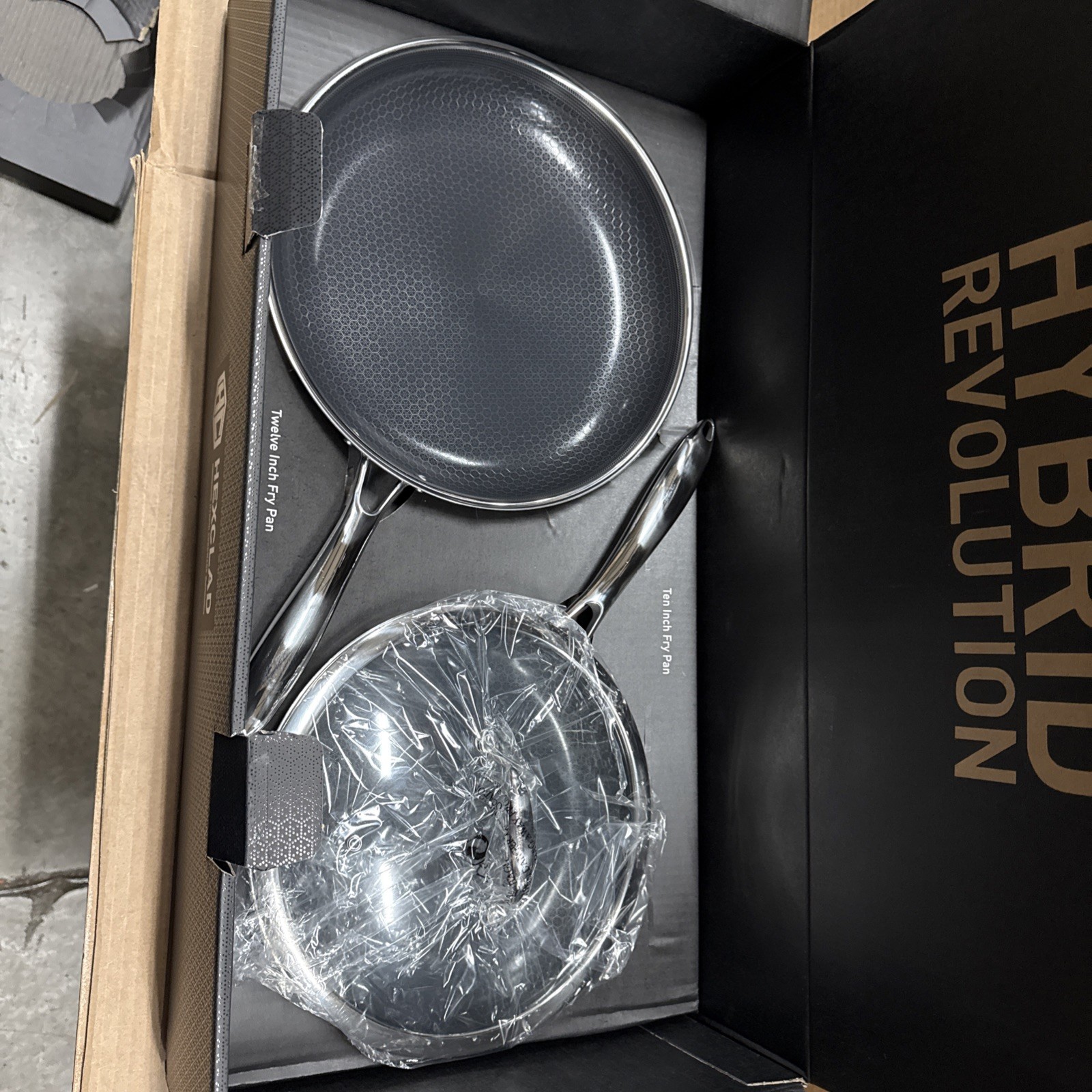 HexClad HC7 Hybrid Commercial Cookware, 7 Pieces Pan Lid and Wok Set, NEW