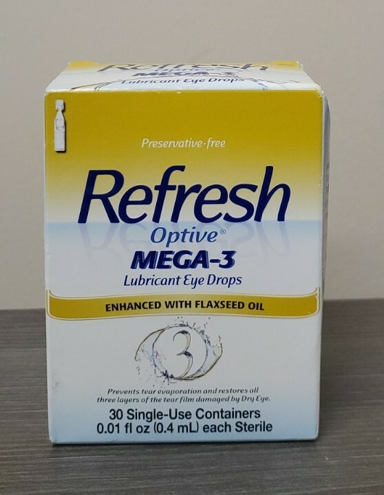 Refresh Optive Mega-3 Lubricant Eye Drops 30ct 0.01 fl oz EXP 8/26