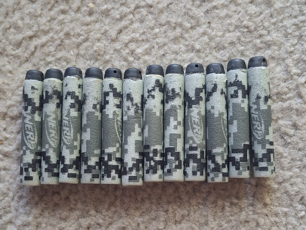 (12) Nerf Grey Digital Camo Streamline Darts