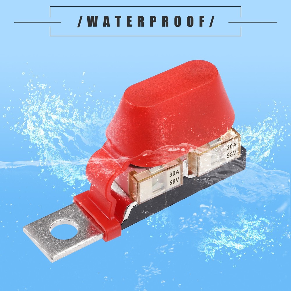 1 Set Auto 30A MRBF Terminal Fuse Block Double Studs Max Voltage 58V for Car
