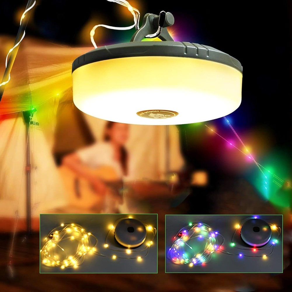 33FT Rechargeable Magnetic Camping String Lights Portable Lantern Waterproof LED