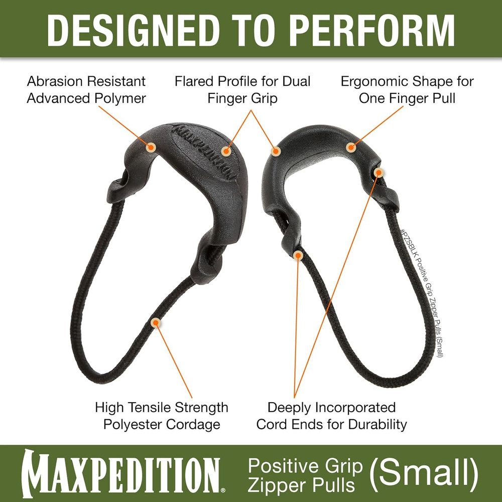 Small Zipper Pulls (6 Pack), Black
