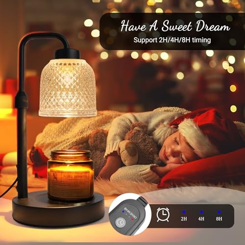 Candle Warmer Lamp with Timer, Dimmable Adjustable Height Candle Coalblack