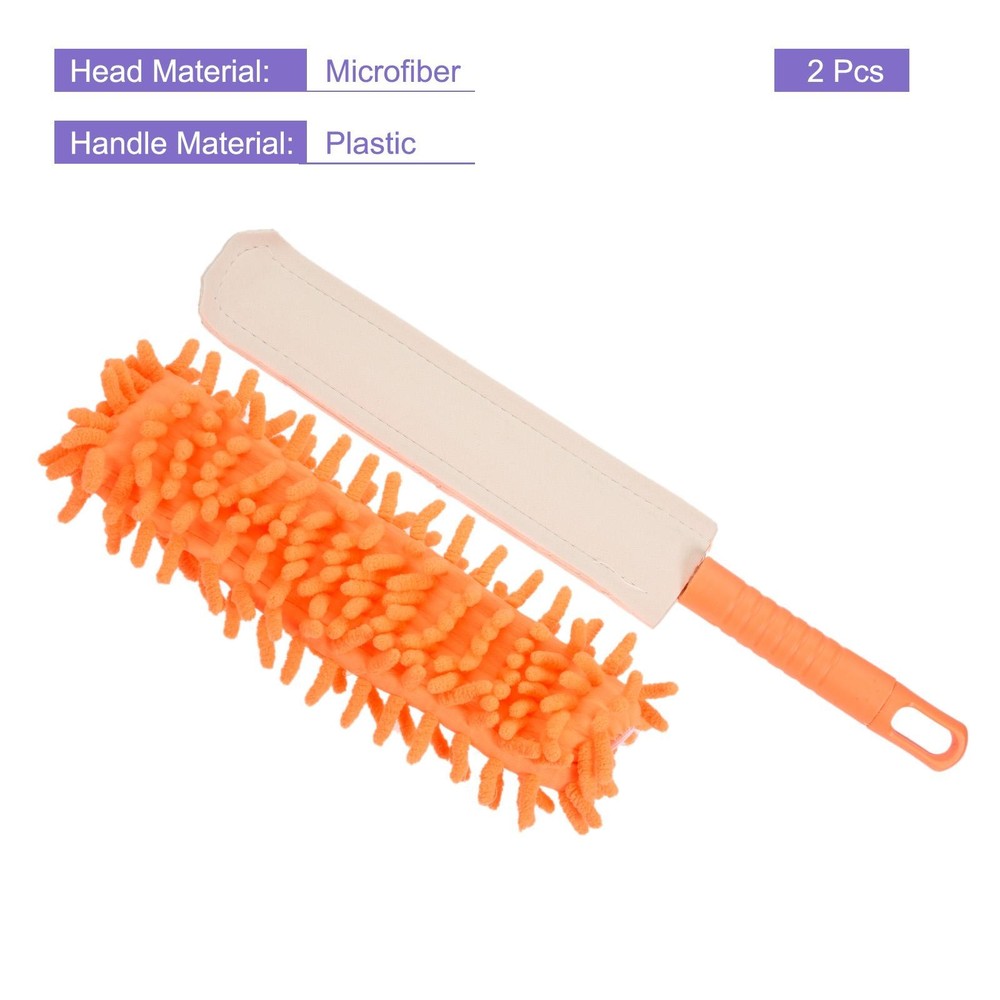 Microfiber Washable Cleaning Dust Double Side Cleaning, Orange, 2pcs