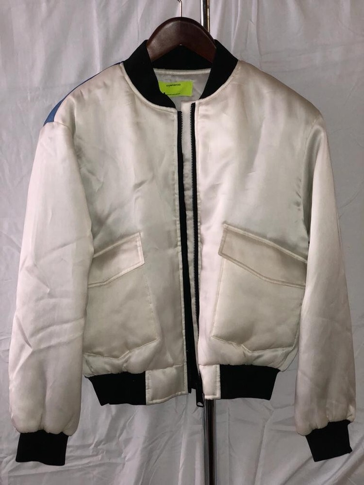 Ex Infinitas Men White Surfer Bomber Jacket Size: L