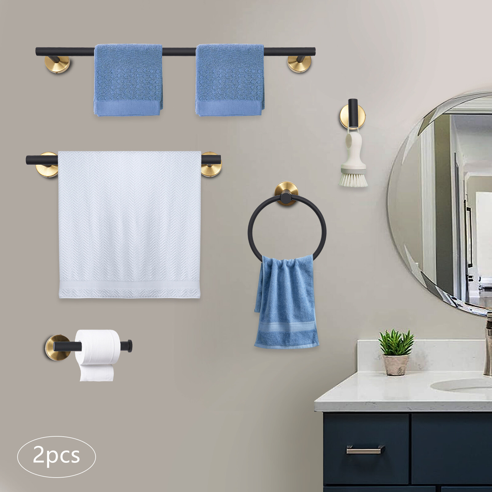 10 PCS Bathroom Hardware Set Stainless Steel Bathroom Accessory Set Towel Racks