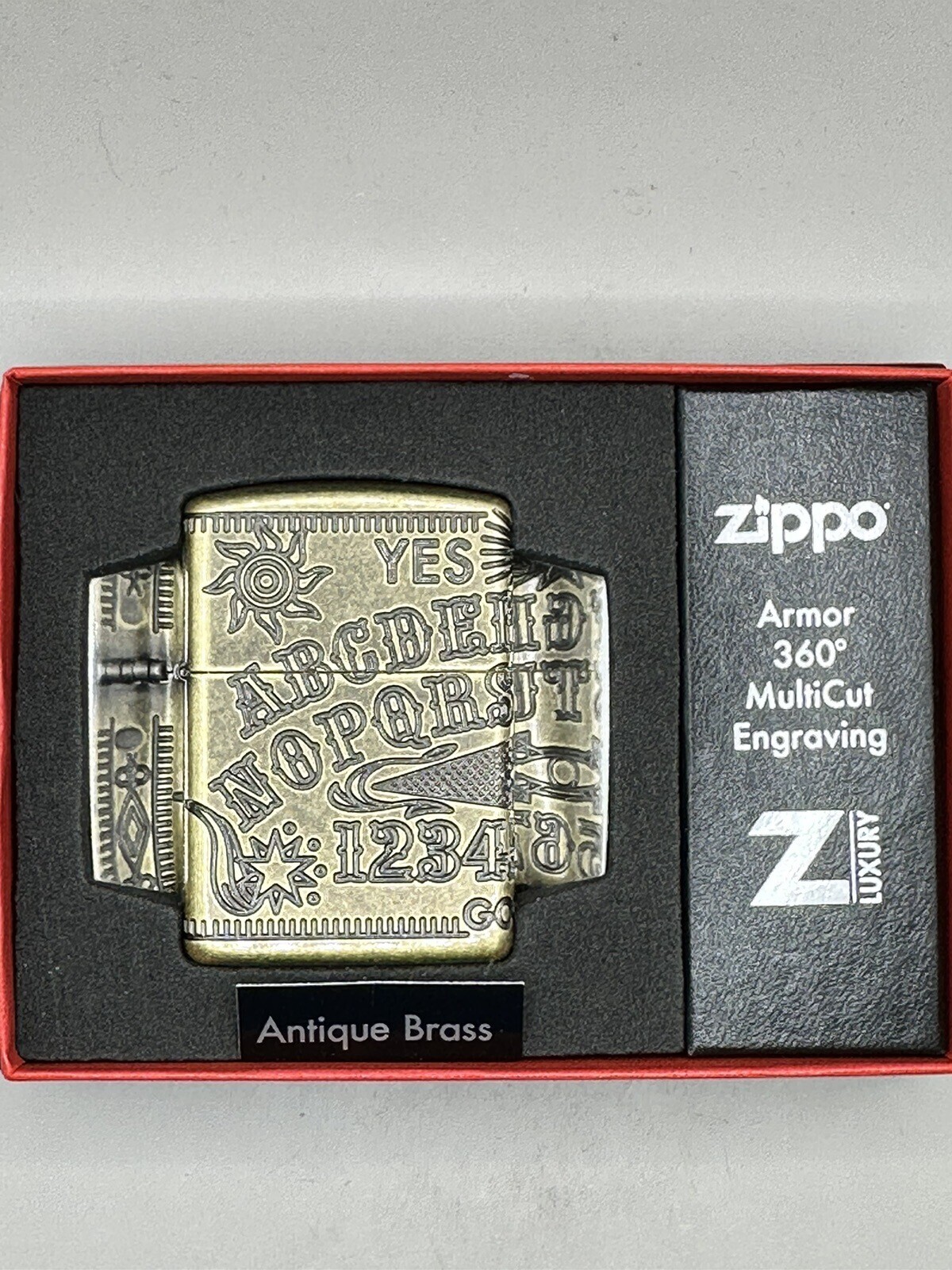 Ouija Board MultiCut Engraved Antique Brass Armor Zippo Lighter NEW 49001