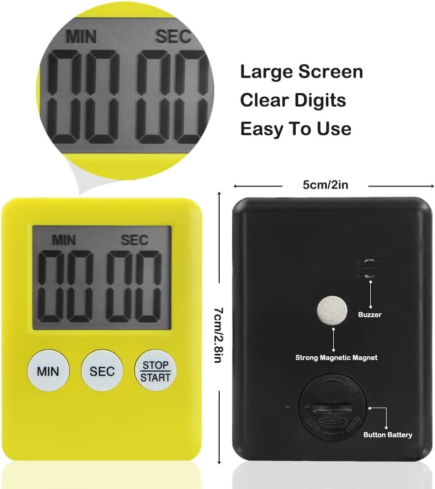 Large LCD Digital Kitchen Cooking Timer Count-Down Up Clock Loud Alarm Magnetic