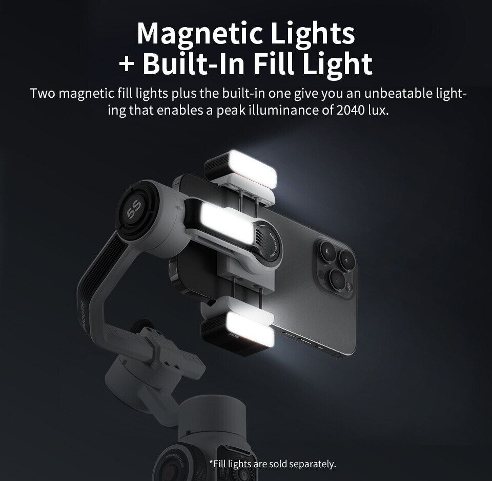 ZHIYUN Smooth 5S Combo, 3-Axis Gimbal Stabilizer with Light for iPhone Android