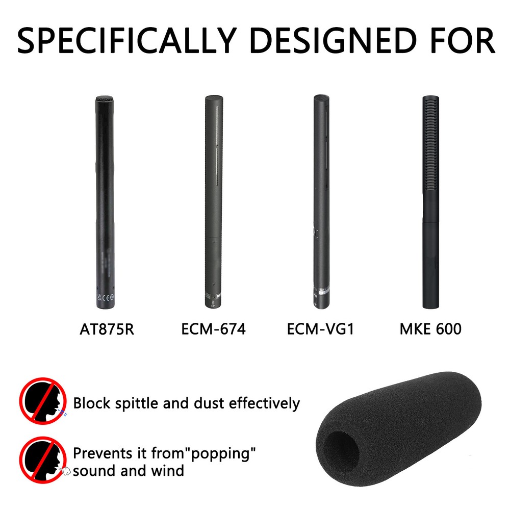 Geekria Foam Windscreen for 3/4'' (2 CM) Diameter Microphones (2 Pack)