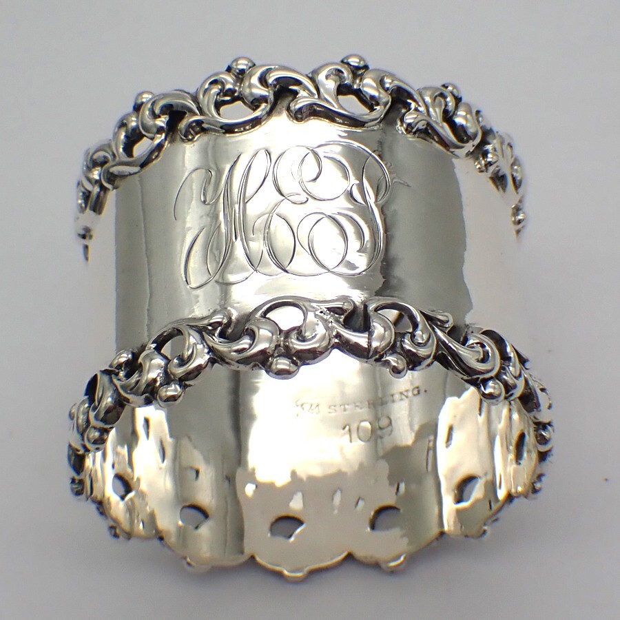 Scroll Border Napkin Ring Towle Sterling Silver Mono HEP