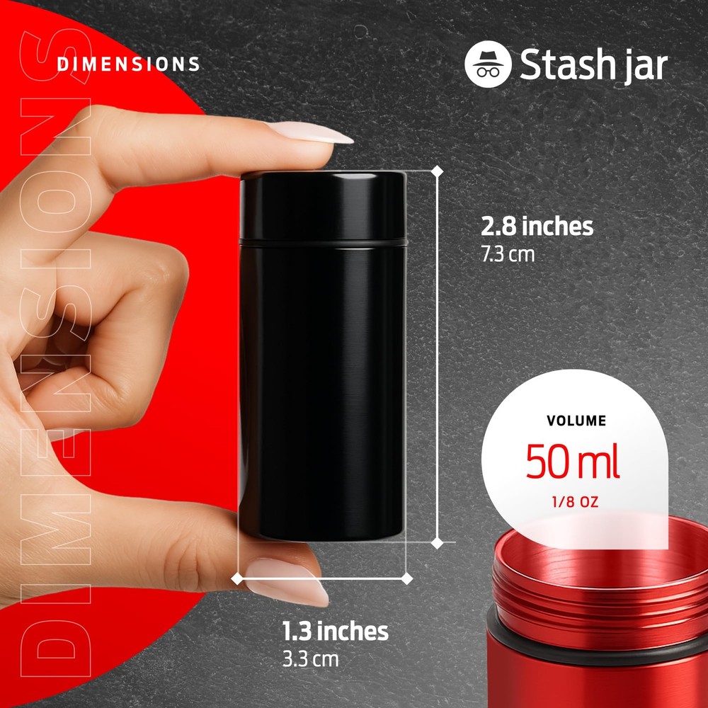 Epulse Smell Proof Jar Container - Stash Jars - Scent Odor small, black-red