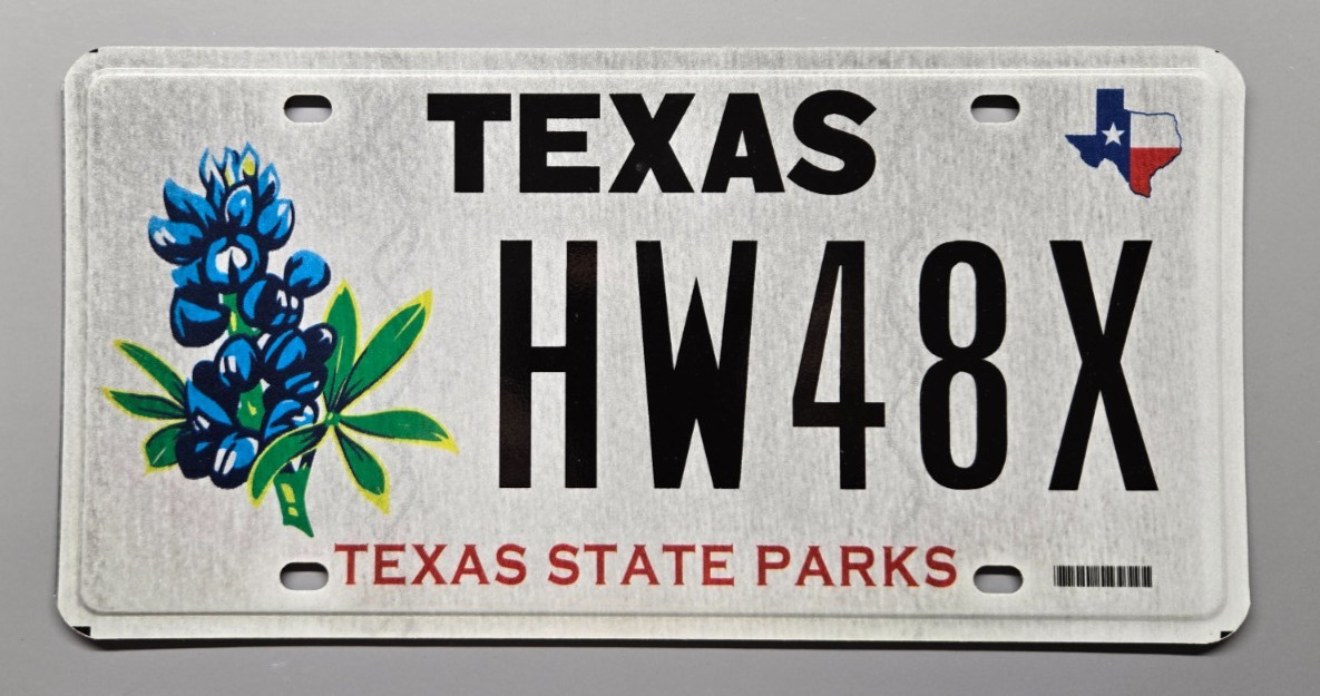 🐾TEXAS "TEXAS PARKS" SPECIALTY LICENSE PLATE (HW48X) BLUEBONNETS SCENIC/GRAPHIC
