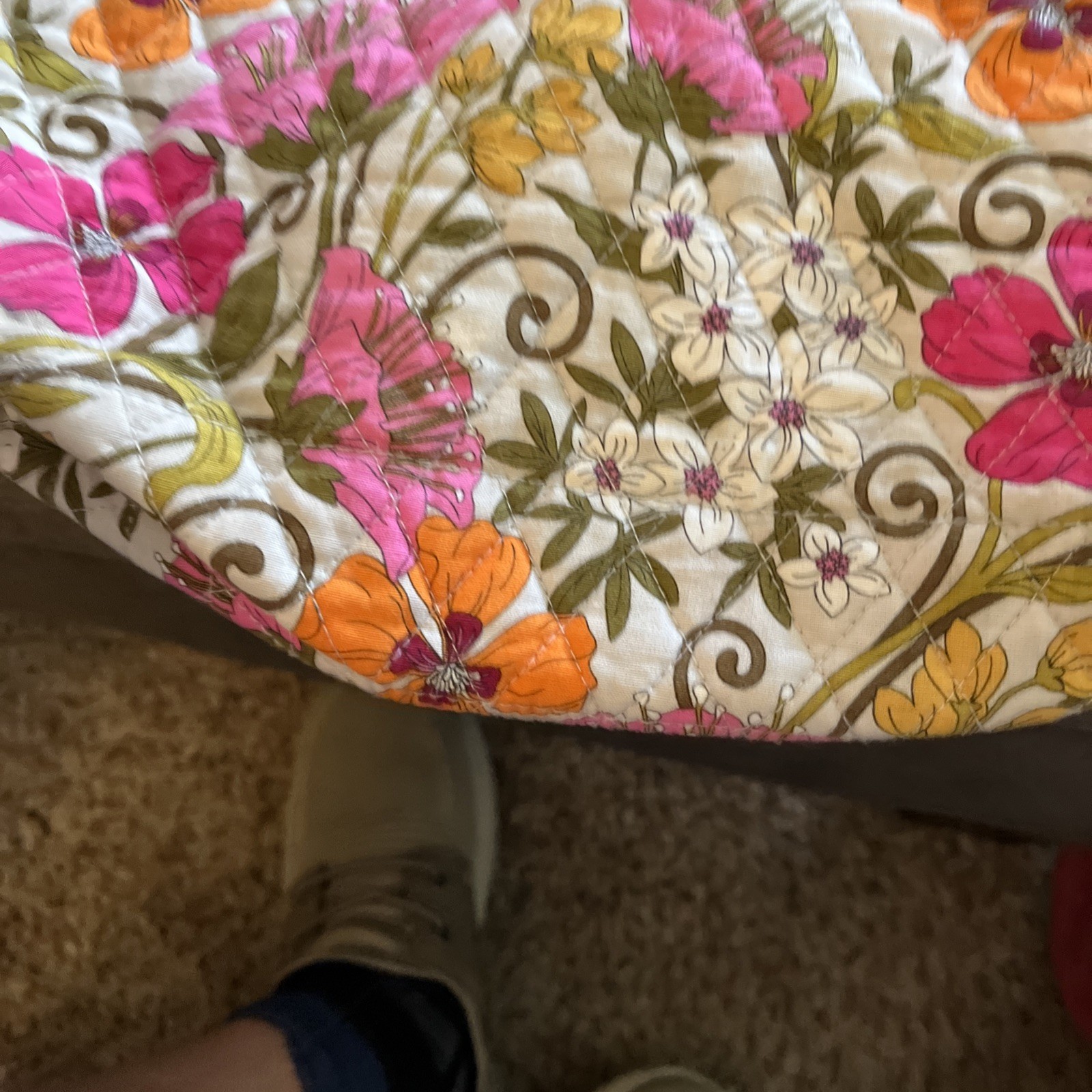 Vera Bradley Large Tote Bag Tea Garden Pink Floral With Spring Flowers