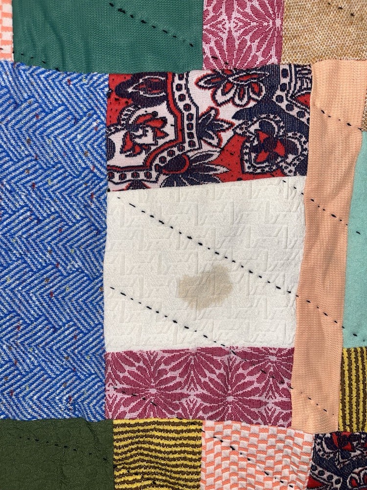 Vintage Handmade Quilt Small Blocks Patchwork Quilt 87”x63” Unique