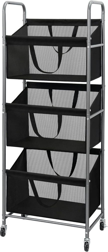 3-Tier Vertical Rolling Laundry Hamper W/ Removable Bags 120L Stackable Laundry